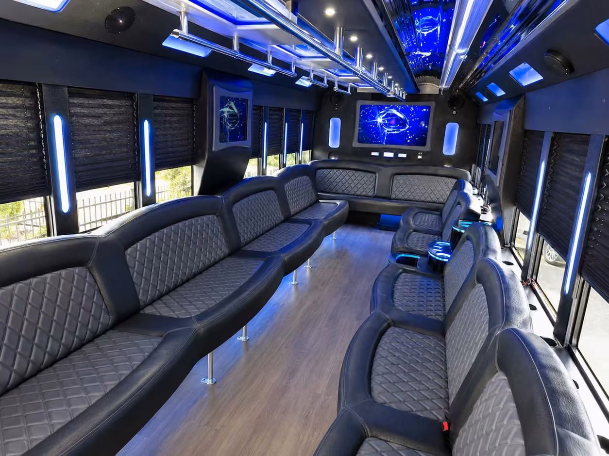 15 passenger party bus interior