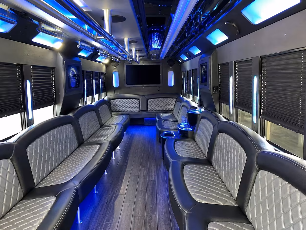 18 passenger party bus inside