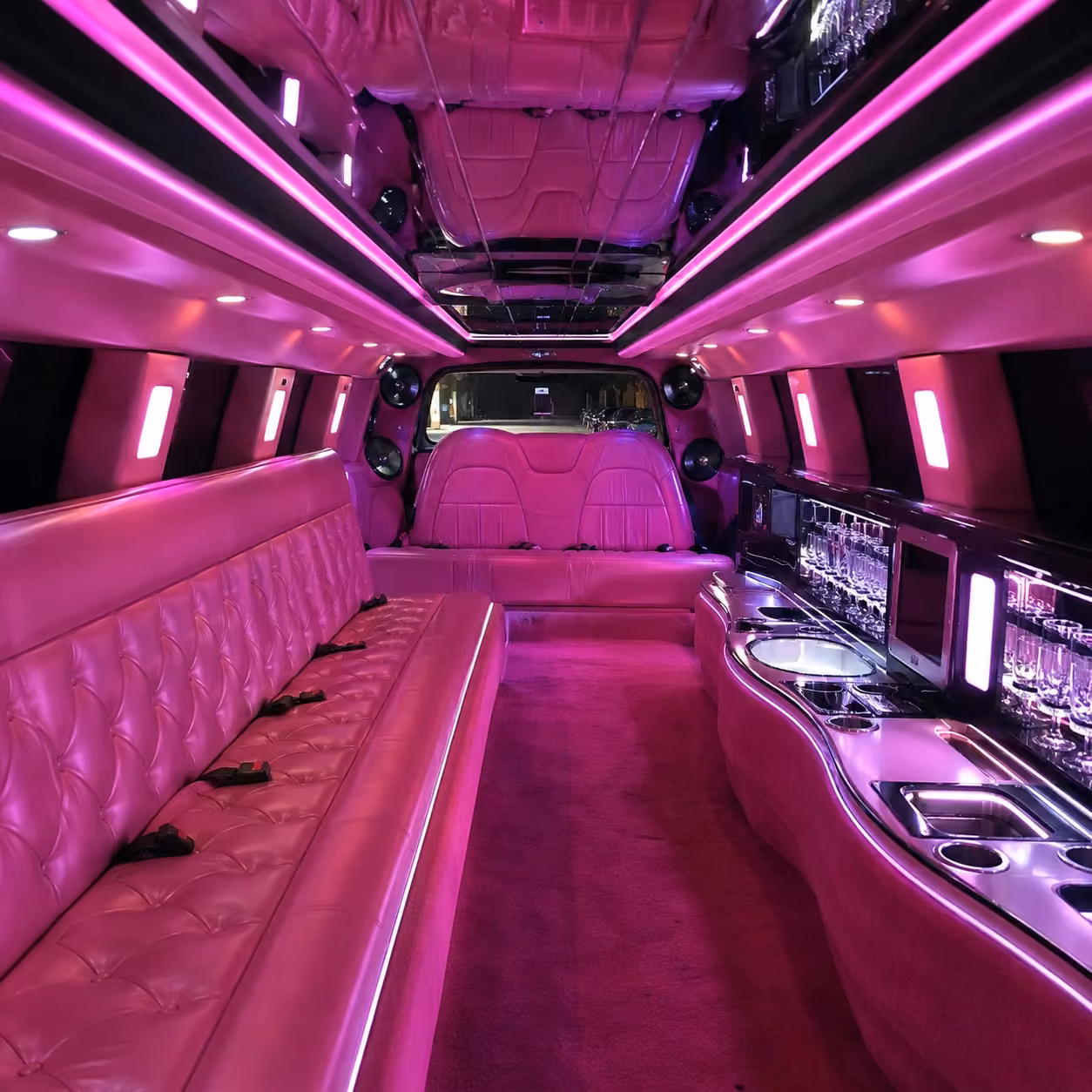 pink limo inside