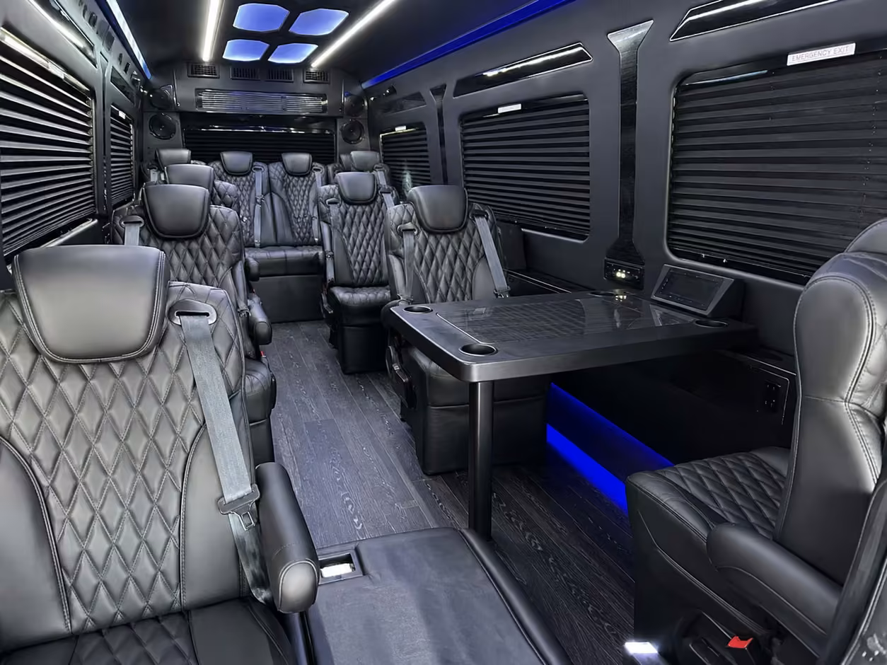 sprinter van rental with driver inside
